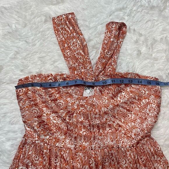 Miss Me Orange Floral Criss Cross Sleeveless Halter Dress Womens Size Small - Picture 9 of 13